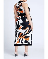 Eloquii Plus Halter Neck Printed Maxi Dress