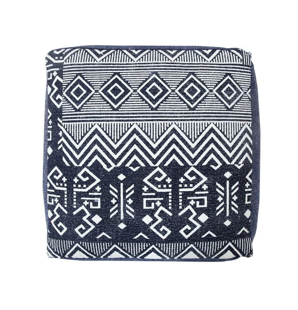18" Blue 100% Cotton Ottoman