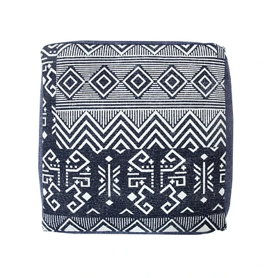 18" Blue 100% Cotton Ottoman