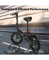 Electric Bike for Adults, 16' Folding Electric Bike Mini V2 with 350W Motor, 36V 7.5Ah Removable Battery, 15.5 mph, Ultra-Light Electric Bikes for Com