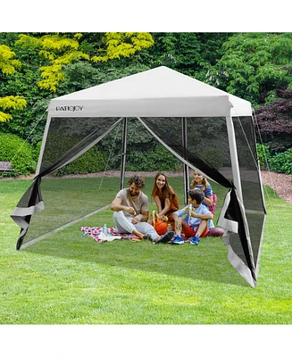 10 x 10 Feet Pop Up Canopy with Mesh Sidewalls and Roller Bag