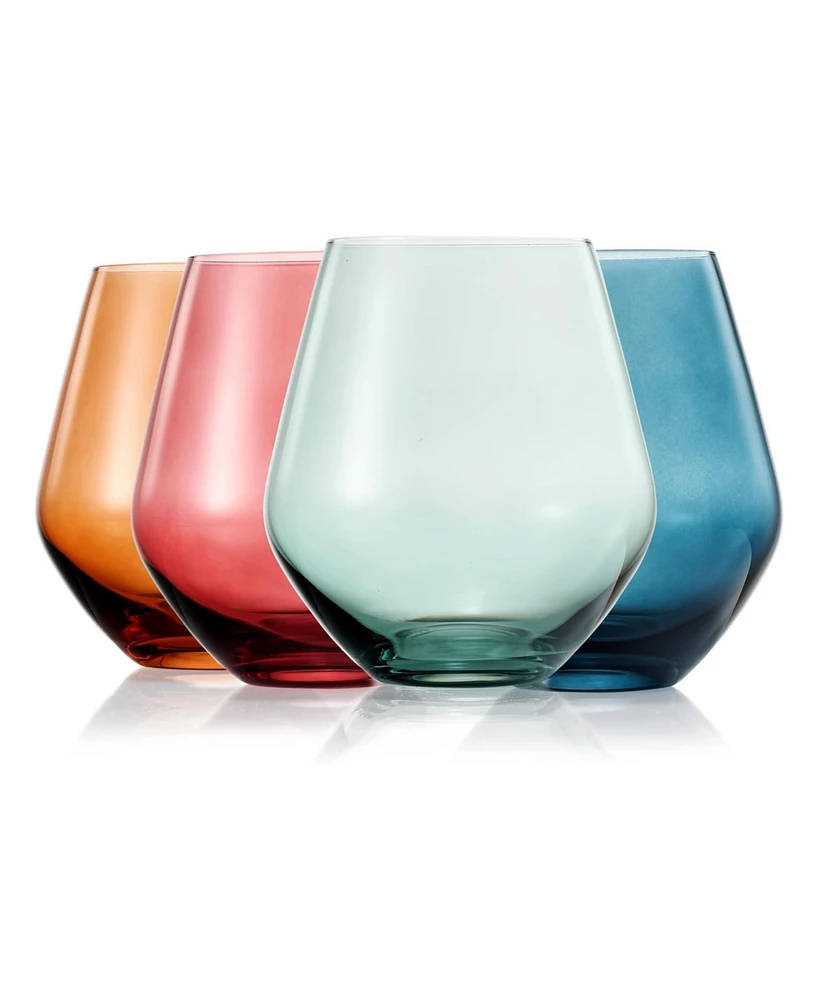 The Wine Savant Khen Pastel Muted Stemless Wine Glasses, Set of 4