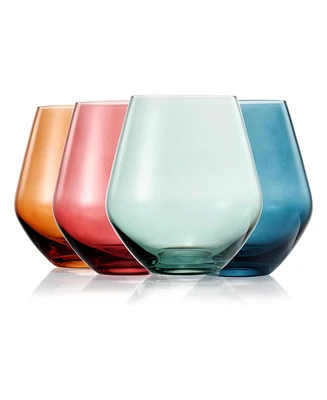 The Wine Savant Khen Pastel Muted Stemless Wine Glasses, Set of 4