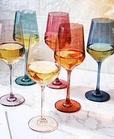 The Wine Savant Classic Art Deco Pastel Muted Wine Glasses, Set of 6
