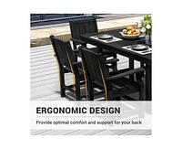5-Piece Hdpe Plastic Patio Outdoor Dining Set with Arm Chairs Black