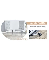 Modern Glass Dining Table Set with 4 Gray Chairs