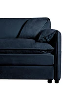 Deep Seat Cloud Sofa with Ottomans & Pillows, Modular Couch, Blue