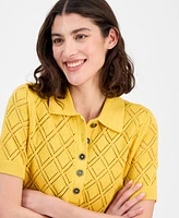 Tommy Hilfiger Women's Double Pointelle Knit Polo Top
