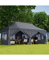 10 x 20 Feet Pop up Canopy with 6 Sidewalls Windows and Carrying Bag
