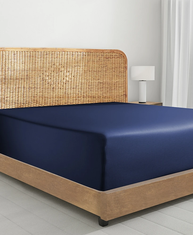 Cool Percale Fitted Sheet Only, 100% Organic Cotton, Fully Elasticized with Deep Pockets by California Design Den