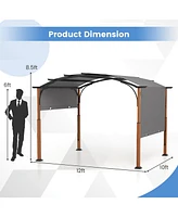 10 x 12 Ft Outdoor Retractable Pergola with Retractable Canopy for Patio-Gray