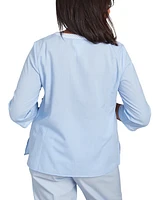 Alfred Dunner Petite Embroidered Split-Neck 3/4-Sleeve Top