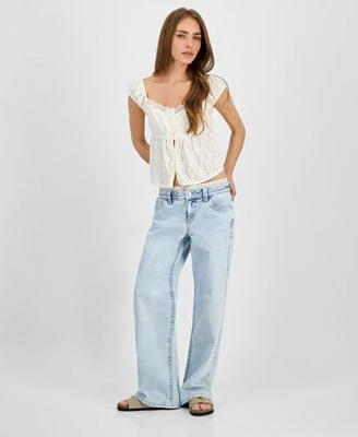 Self Esteem Juniors Lace Top Celebrity Pink Slouchy Jeans