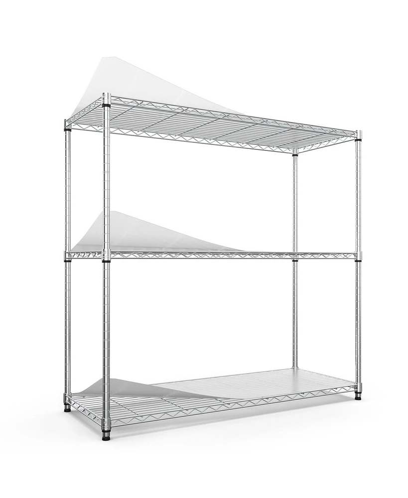 3 Tier Wire Shelving Unit, 1050 Lbs Nsf Height Adjustable Metal Garage Storage Shelves, Heavy Duty Storage Wire Rack Metal Shelves