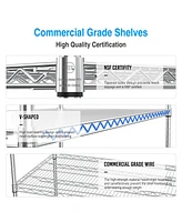 5 Tier 7500lbs Heavy Duty Adjustable Storage Rack Metal Shelf Wire Shelving Unit with Wheels & Shelf Liners - 82" H x 60" L x 24" D