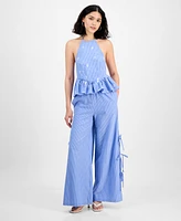 En Saison Women's Amelie Striped Peplum Top