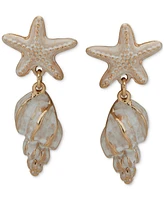 lonna & lilly Gold-Tone Starfish & Shell Drop Earrings