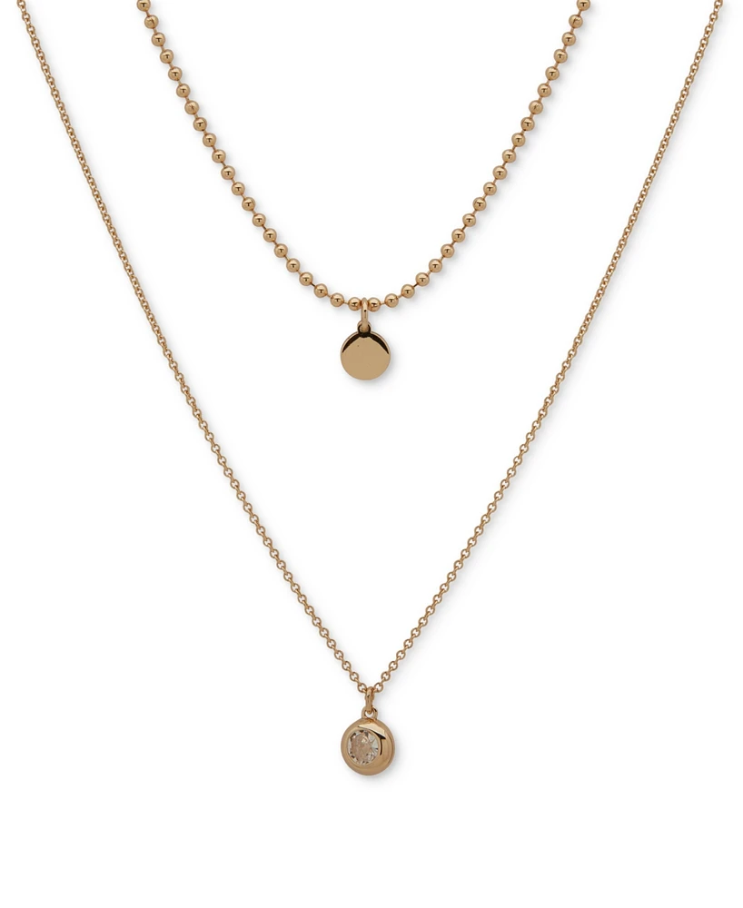 Dkny Gold-Tone Crystal & Polished Layered Pendant Necklace, 16" + 3" extender