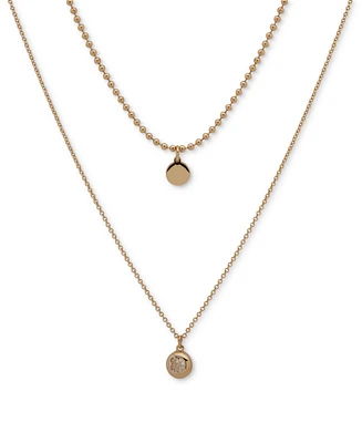 Dkny Gold-Tone Crystal & Polished Layered Pendant Necklace, 16" + 3" extender