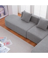 Modern L shape boucle Sofa with curved seat (facing right)
