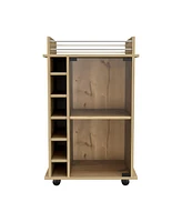 Savannah 6-Bottle 3-Shelf Bar Cart Light Oak