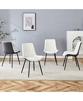 Dining Chair Set - 4 Piece, White/Gray, Extended Seat