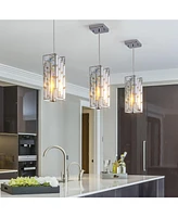 Modern Crystal Pendant Light - 3 Pack, Adjustable Hanging Lamp