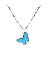 Pre-Owned Van Cleef & Arpels Sweet Alhambra Butterfly Pendant Necklace 18K White Gold with Turquoise