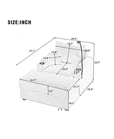41.7" Modern Sofa Couch w/ Ottoman, Usb, Cup Holders