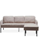Cozy 3-Seater L-Shape Sofa with Ottoman, Polyester Fabric for Small Spaces