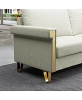 2.5 Seat Velvet Sofa Upholstery with Ideal Mid-Century Modern Living Room Furniture Cream White Couch