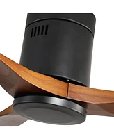 52'' Modern 3 Solid Wood Blade Ceiling Fan with 6-speed Remote Control and Forward Reverse Rotation Function for Indoor