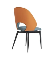 Set of 2 Modern Pu Leather Dining Chairs (Orange & Grey)