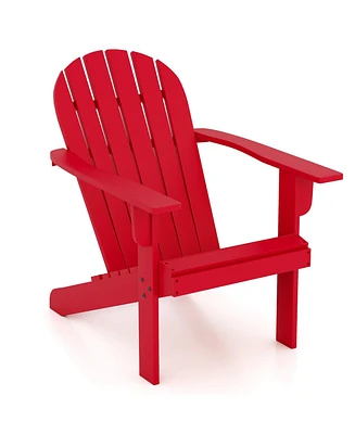 Acacia Wood Lounge Patio Adirondack Chair with Inclined Seat-Red