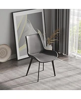 Modern Dining Chair Living Room Black Metal Leg Dining Chair-4 Pieces/Ctn