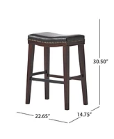 Premium Leather and Rubberwood Bar Stool for Stylish and Durable Dining