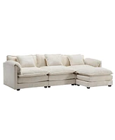 Modern Large boucle Fabric L-Shape Sectional Chenille fabric, movable pedals, detachable armrests, oversized three-seat Sofa