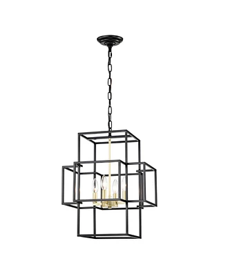 4-Light Tiered Pendant: Farm-to-Table Elegance (Matte Black & Gold)