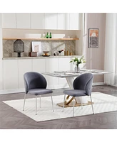 iron-footed dining chair with adjustable foot pads. Suitable for dining room, living room, study room,set of 2