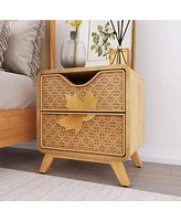 Hand-Carved 2-Drawers Accent Cabinet - Traditional Craftsmanship and Functionality Combined