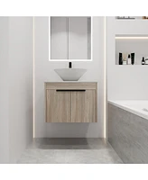 24" Modern Design Float Bathroom Vanity With Ceramic Basin Set