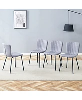 Luxury Minimalist Dining Chairs - Set of 4, Black Metal Legs