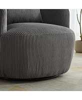 34" Corduroy Swivel Barrel Chair w/ Pillow - Charcoal