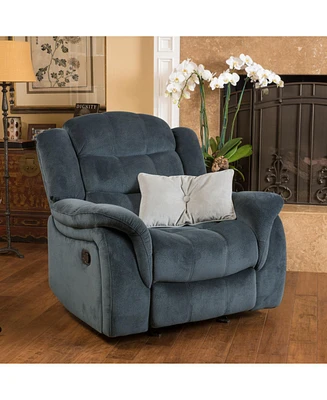 Oversized Glider Recliner with Steel Gray Plush Fabric for Timeless Comfort