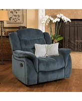 Oversized Glider Recliner with Steel Gray Plush Fabric for Timeless Comfort