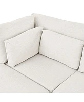 Modern Sectional Sofa with Ottoman, 4-Seat Set, 110" L-Shaped Sofa with Pillows