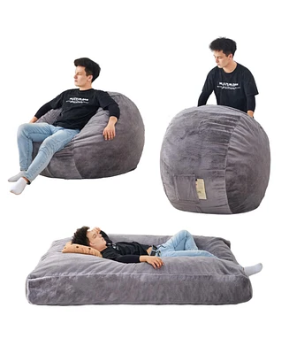 Giant Convertible Bean Bag: Lazy Chair to Bed, Machine Washable