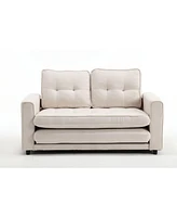 Convertible Sofa Bed Set in Gray & Beige Linen Fabric