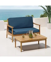 Willowbrook Acacia Wood Loveseat And Coffee Table Set