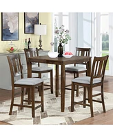 Dining Room Furniture Counter Height Chairs Set for 4, Kitchen Chair with Padded Seat, Walnut
